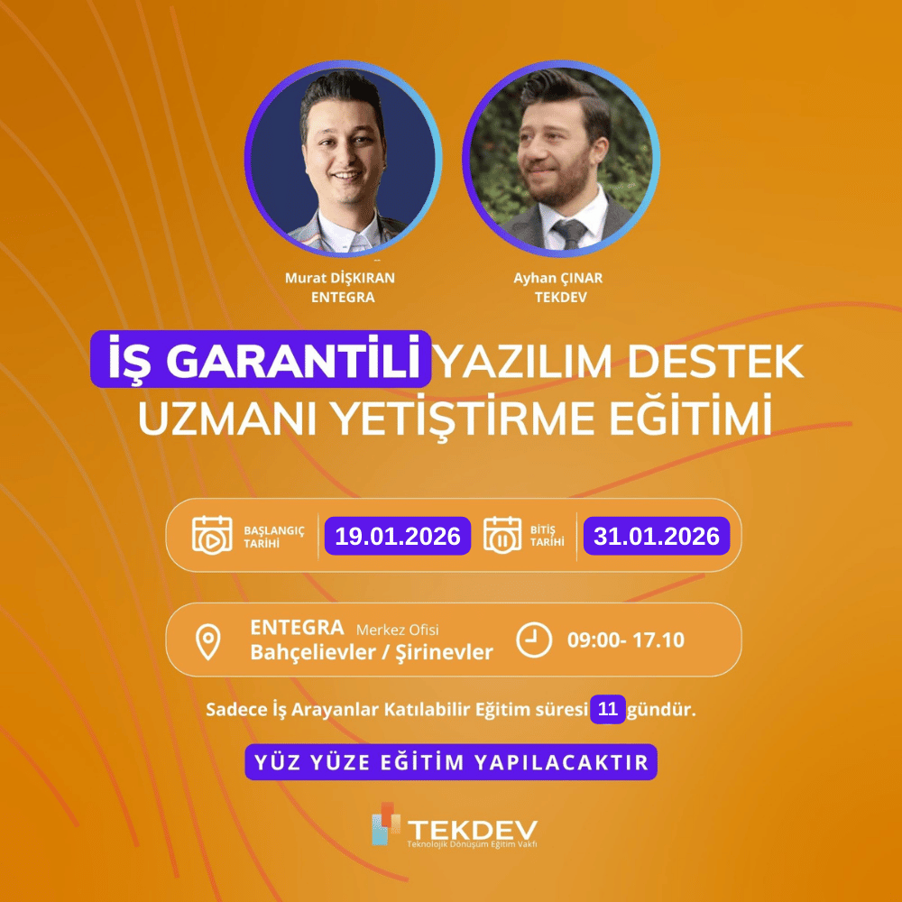 İş Garantili E-ticaret Yazılım Destek Uzmanı Yetiştirme Eğitimi - Yüz Yüze (Sınıf Ortamında)